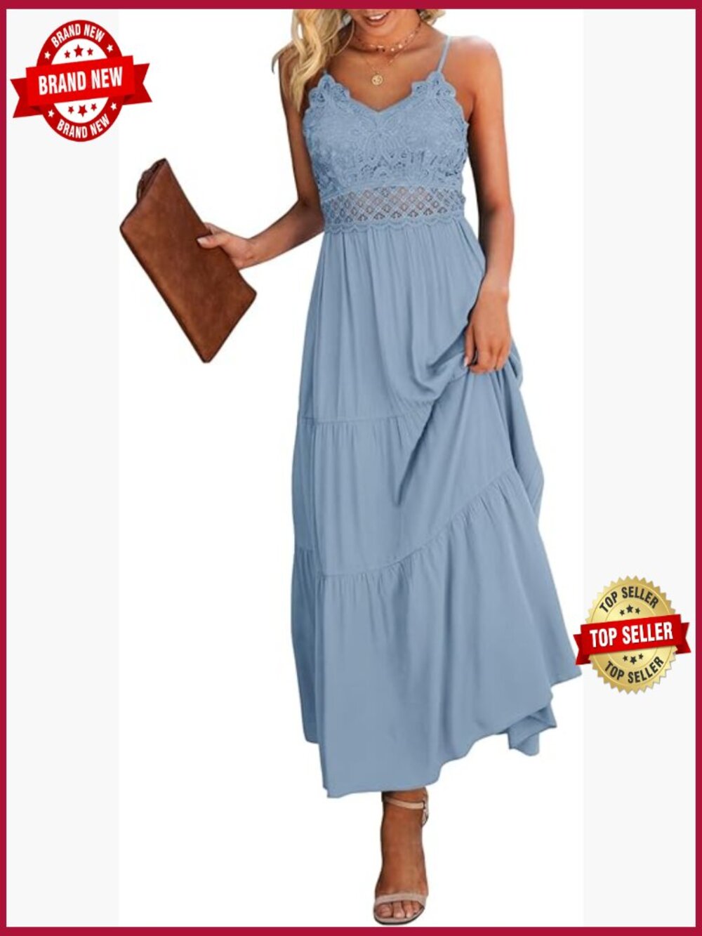 Crochet Lace Maxi Dress - Spaghetti Strap Beach Vacation Dress